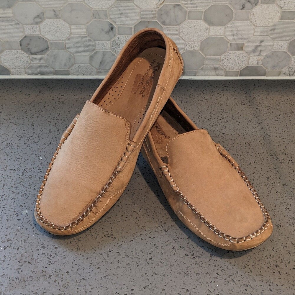 Kickers Men’s Tan Leather Driver Loafers Slip On Shoes EUR 42 US 9